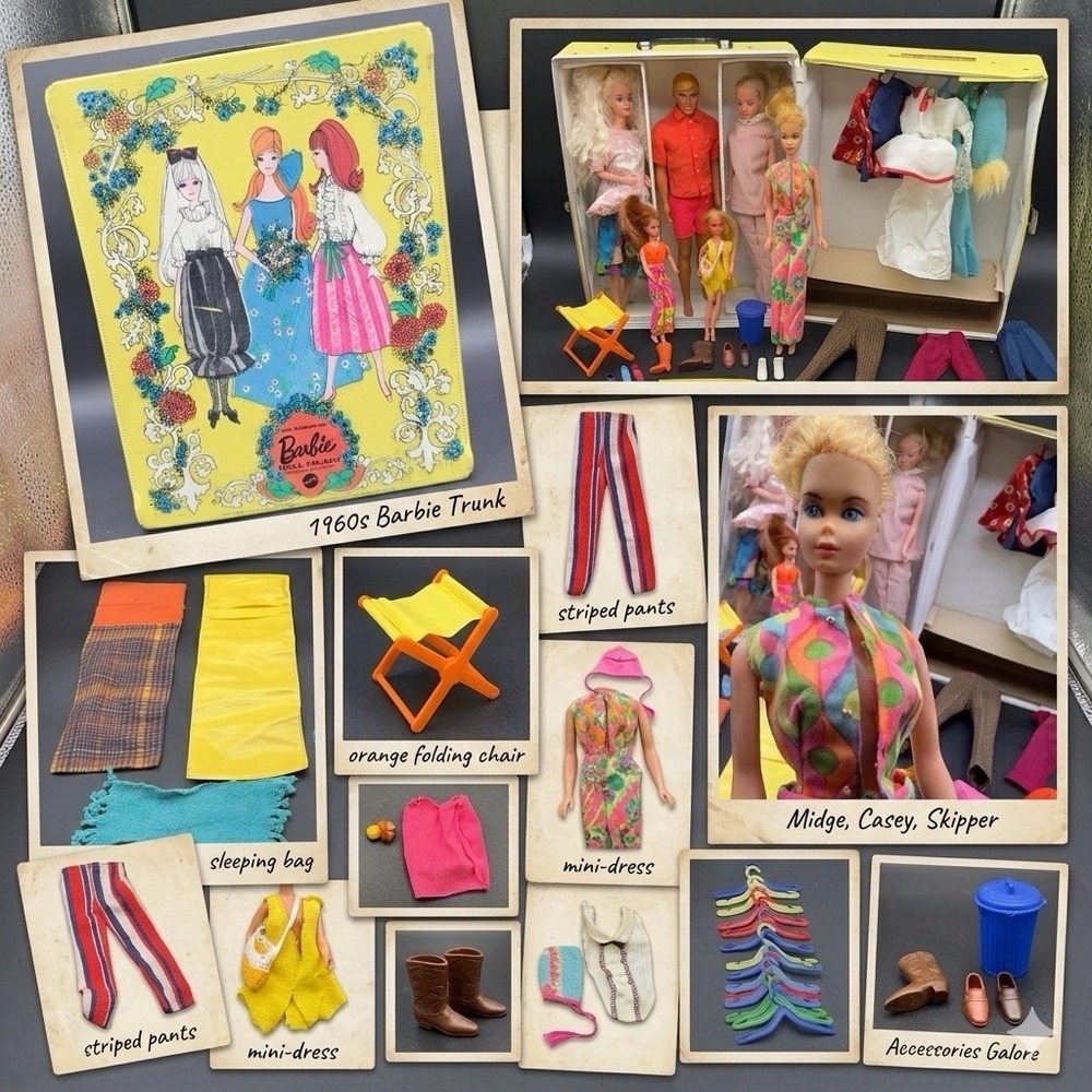 Huge Vintage 1960s 1970s Barbie Lot - MOD Japan TNT Barbie - Malibu Ken & Case